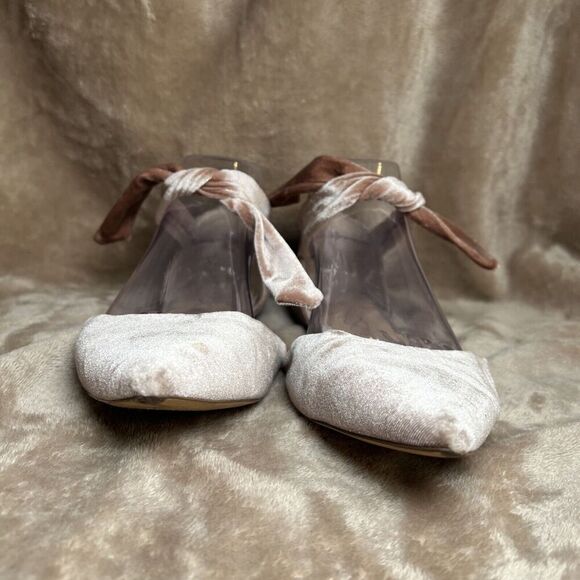 Sole Society So-Teena Pink Blush Velvet Flats With Ribbon Tie Women's Size‎ 7M - Picture 2 of 8